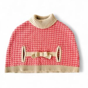 Janie and Jack Carriage House Houndstooth Sweater Cape Poncho 12–18M Pink Tan